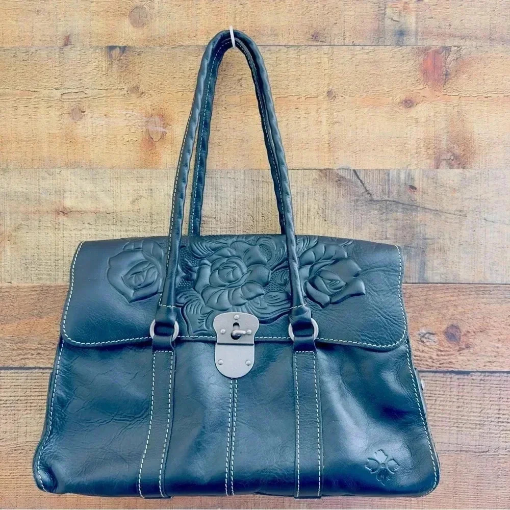 NWOT Patricia Nash Large Vienna Leather Tooled Floral Satchel